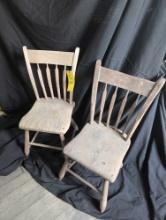 Pair of plank bottom arrow back chairs