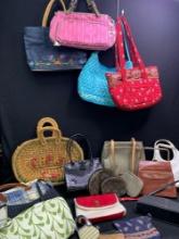 Tote of 22 assorted designer handbags and beaded purses