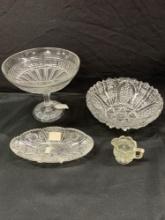Higbee Hawaiian Lei open compote and higbee fruit bowl