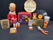 Little Big Books, Chalk rabbit bank, Emmit Kelly Dolly, Dick Tracy lunch box