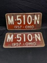 Pair of 1957 Ohio license plates