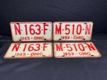 Pair of 1959 and 1965 Ohio license plates