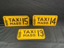 3 1956 Massachusetts taxi license plates