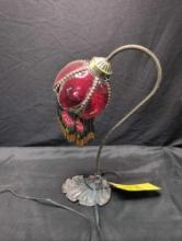 Dainty bead drop tulip base lamp