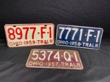 Group of Ohio trailer plates, 58, 58, 59