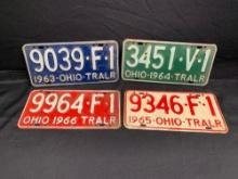 Ohio Trailer plates 1963, 64, 65, 66