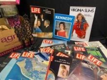 Assorted Historical Life magazines, Kennedy and household items