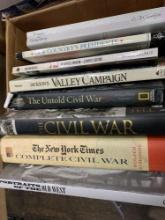 Box lot of Civil war military, Presidential and West books