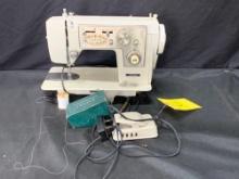 Stretch sewing machine with parts