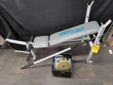 First Bench Stamina weight bench with bar and weights