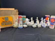 Vintage 1964/65 Worlds Fair glasses and Figures, some Lefton