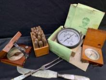 Punch stamp letters, early compass, and Berger Gauge