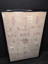 1808 dated M.R.L framed sampler, petit point