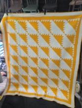 Antique hand stitched quilt Sunrise Golden light pattern