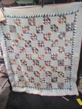 Antique hand stitched pinwheel 9 patch quilt