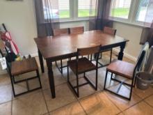 Modern Dining table with six chairs.