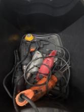Five totes of hardware and power tools