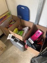 three boxes of children's items and toys