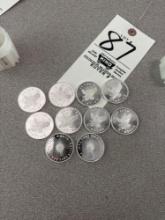 10 1oz silver rounds. bid x's 10