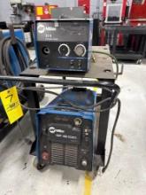 welding cart with Miller 22A 24V wire feeder + Miller XMT 450cc/cv welder