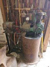 Hobart Homemade Air Compressor on Solid Metal Pipe Stand