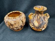2 Brush Vases Brown Onyx