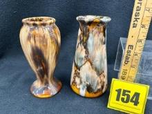 2 Brush Vases Brown Onyx