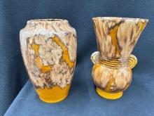 2 Brush Vases Brown Onyx