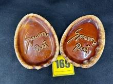 2 Hull Brown Drip Spoon Rests