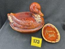 Hull Brown Drip Duck Casserole & Spoon Rest