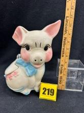 11" Tall Pottery Pig Bank