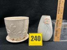 McCoy Pot & Saucer & Weller 5 1/2 " Vase