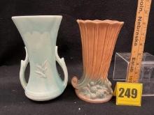 2 McCoy 8 " Vases
