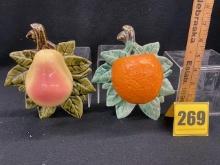 McCoy Orange & Pear Wall Pockets