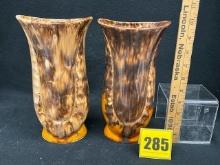 2 Brush Vases Brown Onyx vases