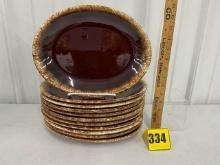 11 Hull Brown Drip oval steak platters
