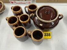6 Hull Mugs, McCoy Bean Pot