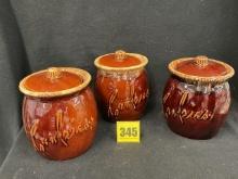 3 Hull Brown Drip Cookie Jars