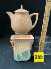 Hull Calla Lily vase, Brush Tea Pot