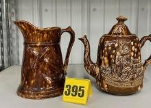 Rockingham Glaze tankard & Tea Pot