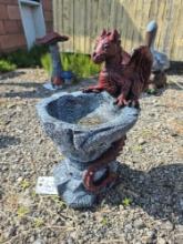 Small Concrete Dragon Birdbath