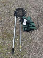 Small Boat Anchor, Fishing Net, & Life Jacket