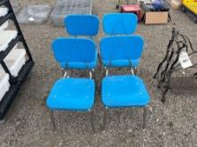 4 Metal Base Plastic Top Chairs