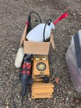 Buffer, phone, sprayer