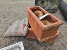 Small Wooden Planters & Mulch Bag