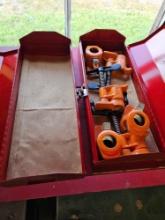 2 toolboxes with pipe clamps