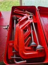 Toolbox with clamps
