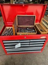 Toolbox with auger bits, chisels, tools