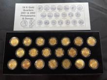 (20) 24K Gold Plated Quarters Set 2001, 2002