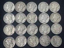 (20) 1940s Mercury Dimes